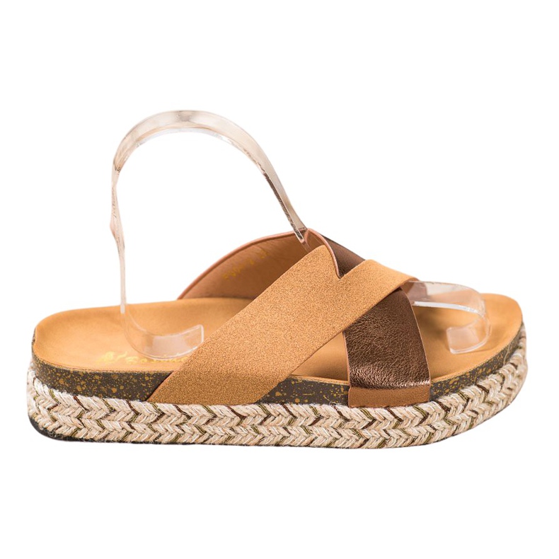 SHELOVET Papuci pe platformă maro galben