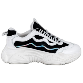 SHELOVET Adidași cu dantelă alb negru SHELOVET Adidași cu dantelă alb negru