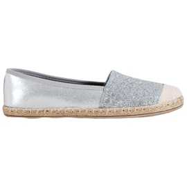 SHELOVET Espadrile argintii cu sclipici gri SHELOVET Espadrile argintii cu sclipici gri