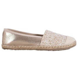 SHELOVET Espadrile de aur cu sclipici SHELOVET Espadrile de aur cu sclipici