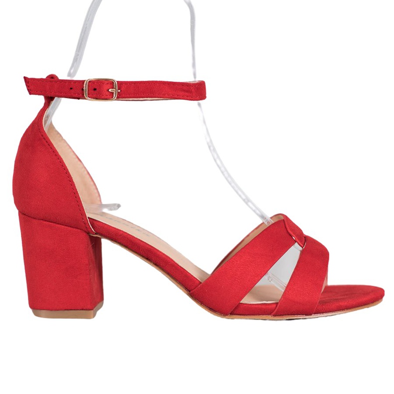 Mannika Sandale din piele de căprioară roșu