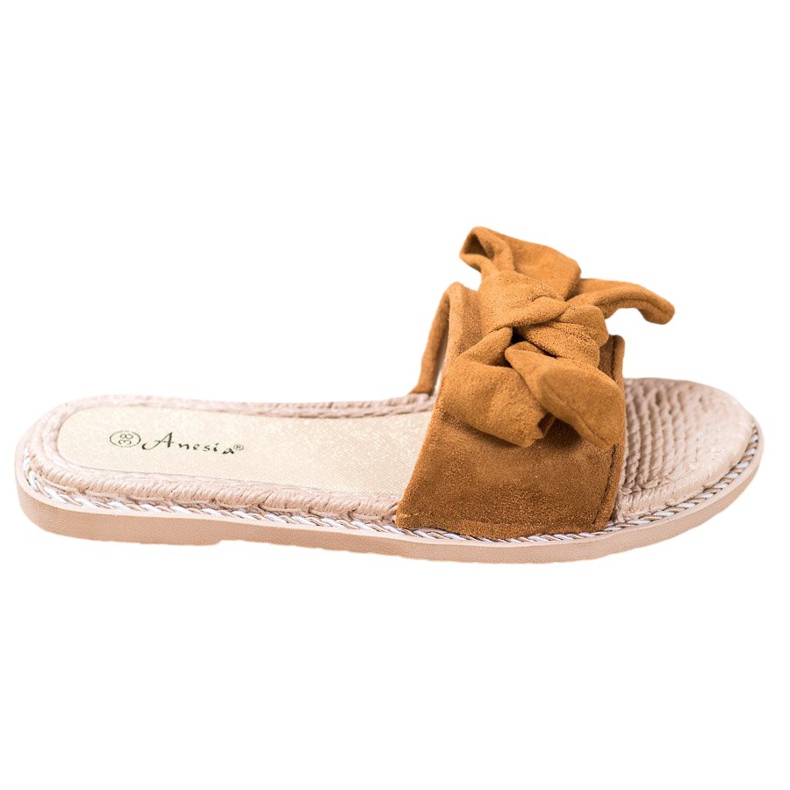 Anesia Paris Papuci eleganti din piele intoarsa maro