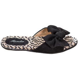 Renda Papuci eleganți cu arc negru