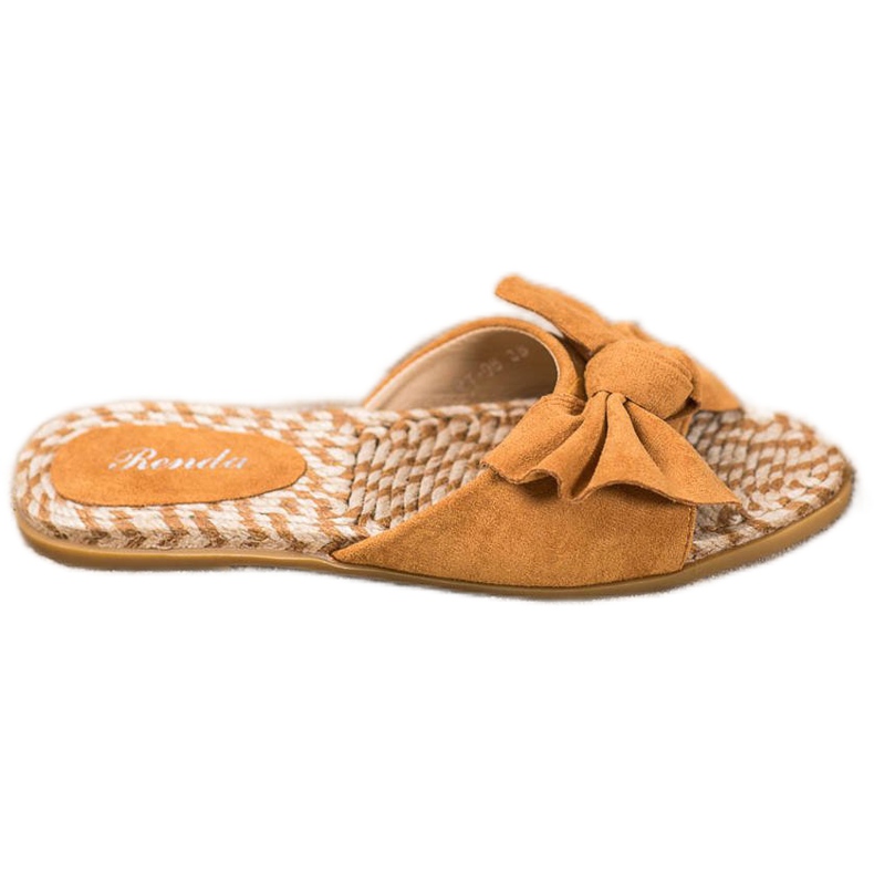 Renda Papuci eleganți cu arc maro