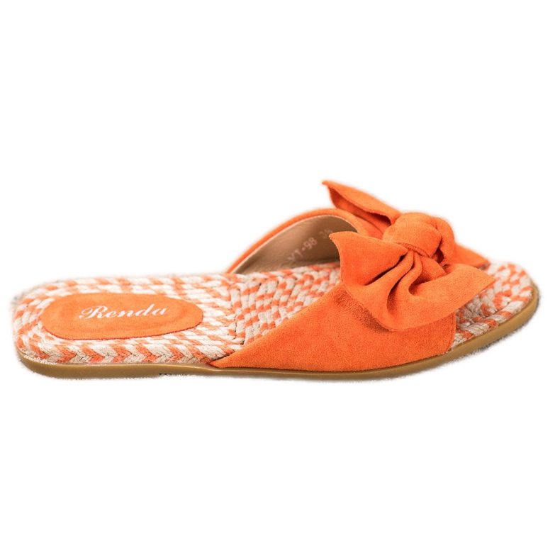Renda Papuci eleganți cu arc portocale