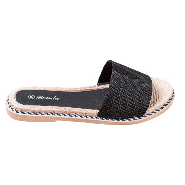 Renda Papuci negri din material textil negru Renda Papuci negri din material textil negru