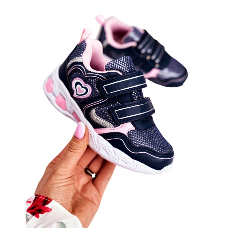 EVE Încălțăminte sport pentru copii strălucitoare pe velcro stacojiu albastru marină roz