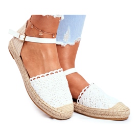 Espadrile pentru femei pe platformă de in alb Viena Espadrile pentru femei pe platformă de in alb Viena