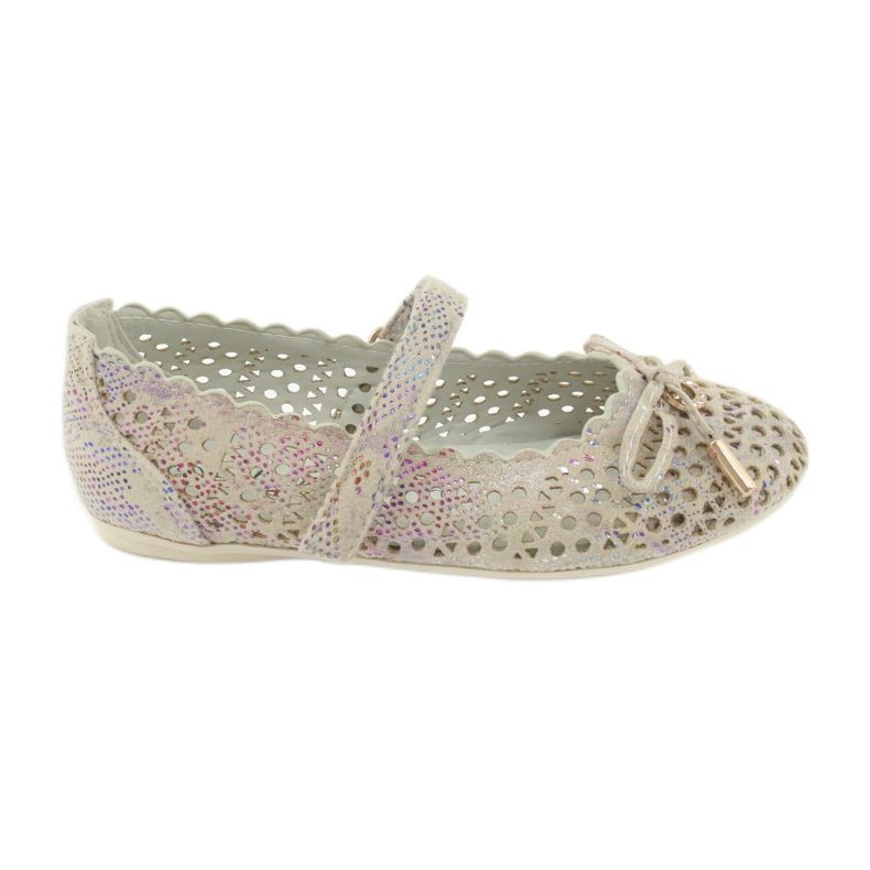 S.Barski Ballerine ajurate cu Velcro Barski Remtro maro multicolor S.Barski Ballerine ajurate cu Velcro Barski Remtro maro multicolor