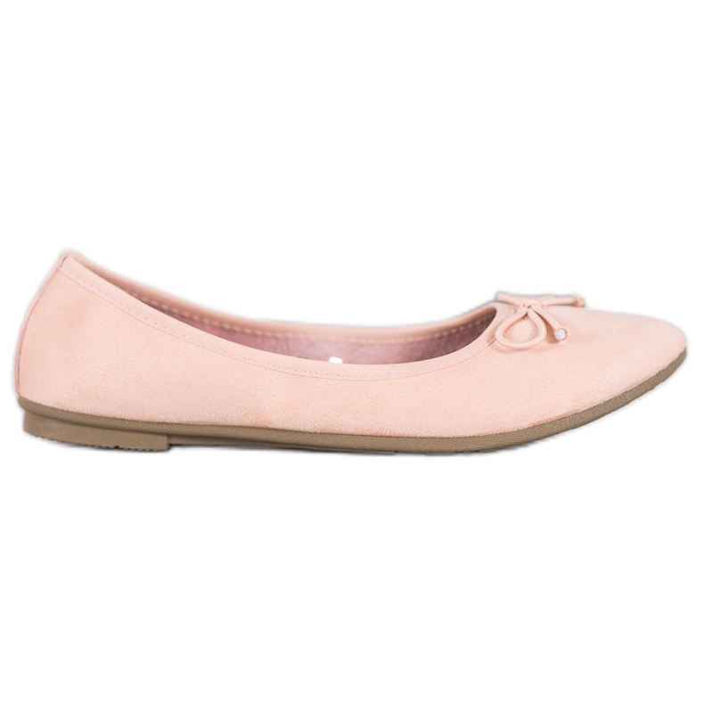 Diamantique Balerini casual din piele de căprioară multicolor roz