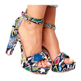 SEA Sandale pentru femei pe toc înalt Șarpe colorat Figaro multicolor