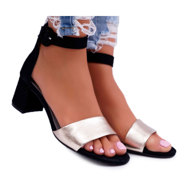 Sandale de damă Piele Maciejka Piele de căprioară Negru 04141-25 / 00-5 galben