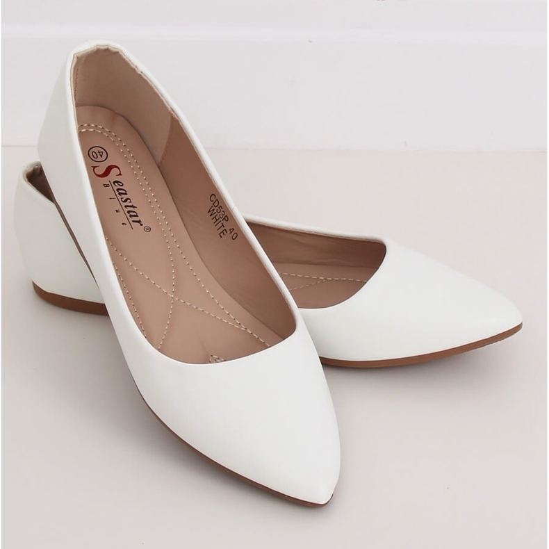 Balerini cu degetele de la picioare de migdale alb CD53P Alb Balerini cu degetele de la picioare de migdale alb CD53P Alb