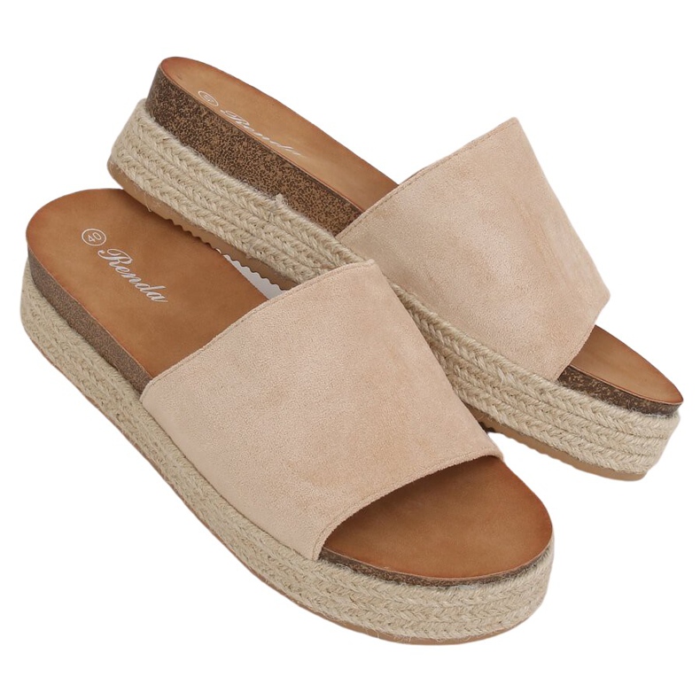 Papuci espadrile bej 10-215 Bej