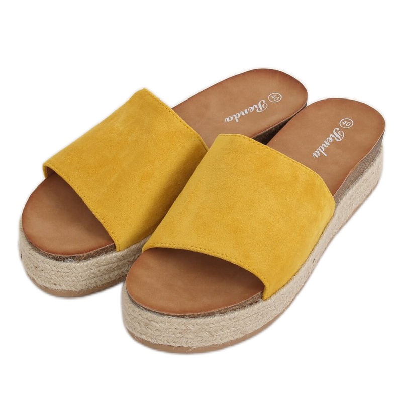 Papuci espadrile cu miere 10-215 Galben