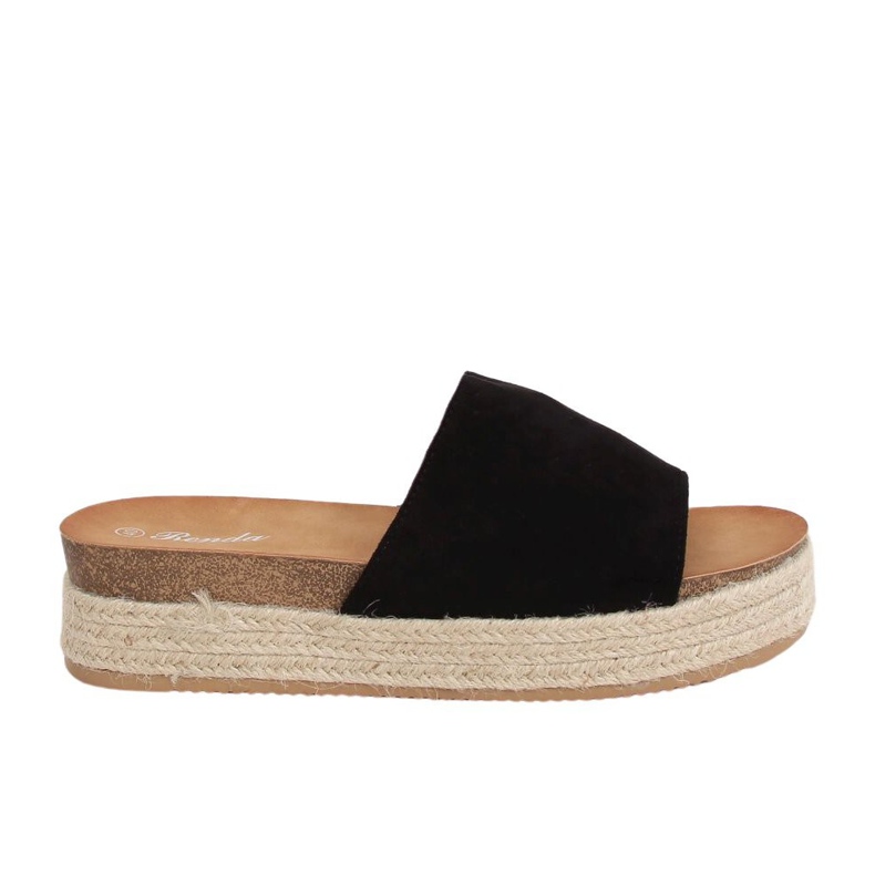 Papuci espadrile negre 10-215 Negru
