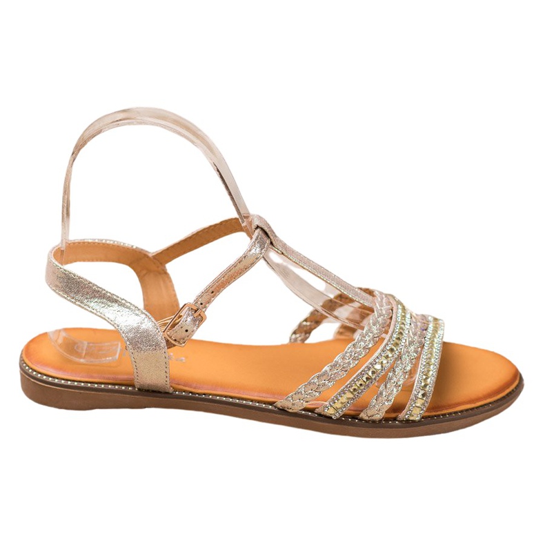 Mannika Sandale elegante cu cristale galben