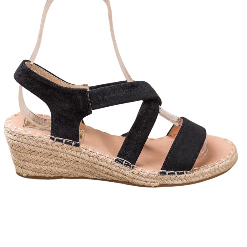 Renda Sandale Espadrile din piele intoarsa negru