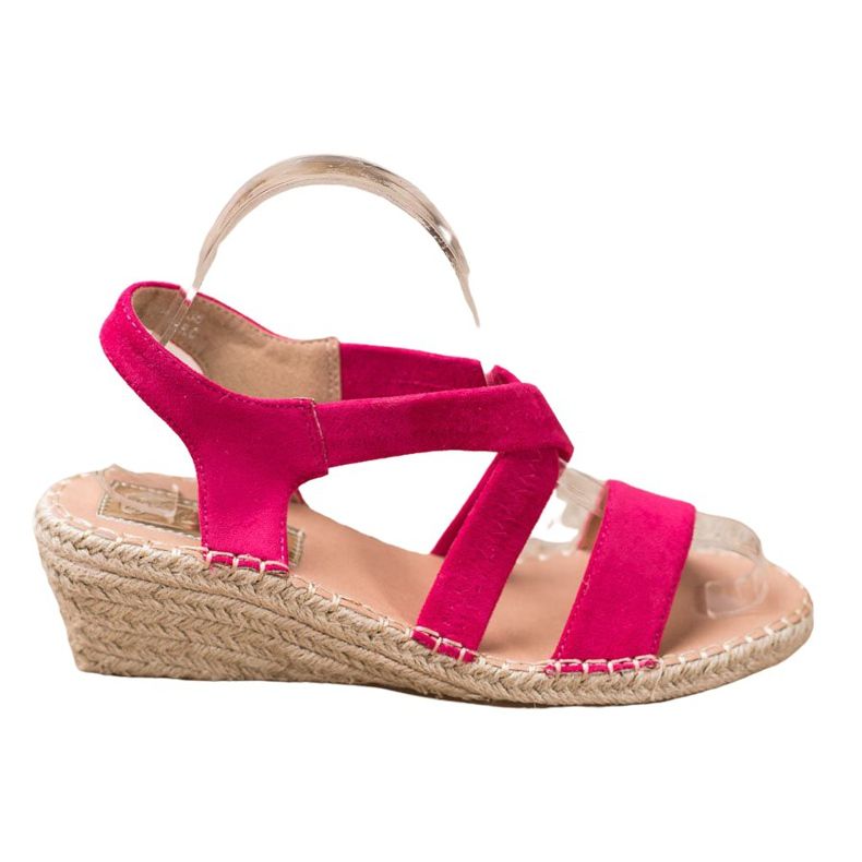 Renda Sandale Espadrile din piele intoarsa roz