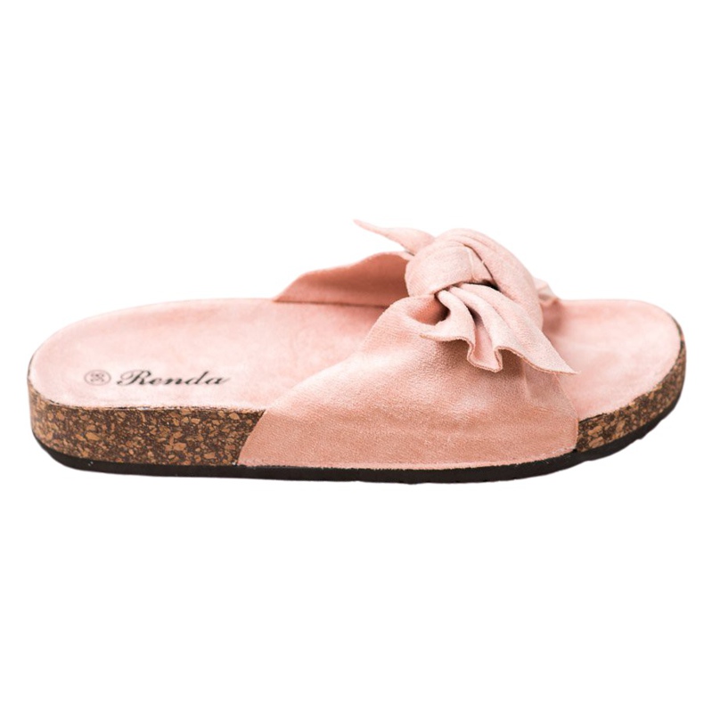 Renda Papuci confortabili cu arc roz Renda Papuci confortabili cu arc roz