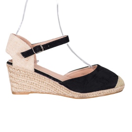 Small Swan Espadrile cu pană negru