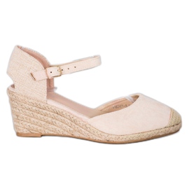 Small Swan Espadrile cu pană bej