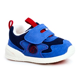 Apawwa Încălțăminte sport pentru copii, cu velcro, piele de căprioară, albastru marină