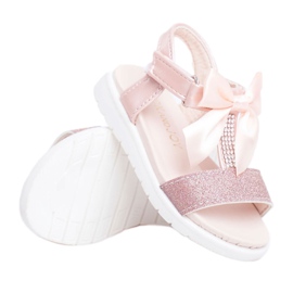FRROCK Sandale pentru copii cu velcro pentru fete șampanie Bella multicolor roz FRROCK Sandale pentru copii cu velcro pentru fete șampanie Bella multicolor roz
