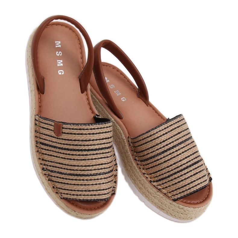 Sandale negre espadrile WH935 Negru bej maro