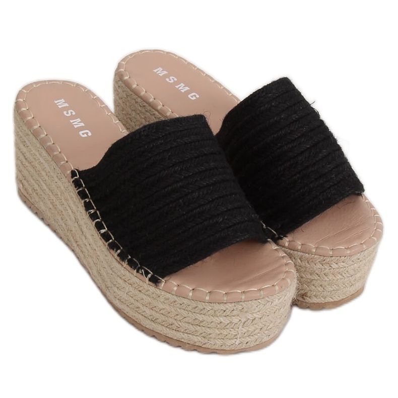 Espadrile negre pe pană LL909 Negru
