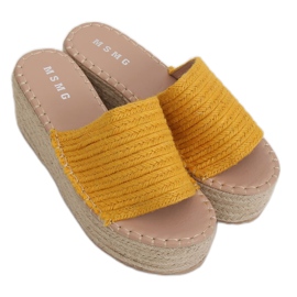 Papuci cu pană espadrile miere LL909 Galben Papuci cu pană espadrile miere LL909 Galben