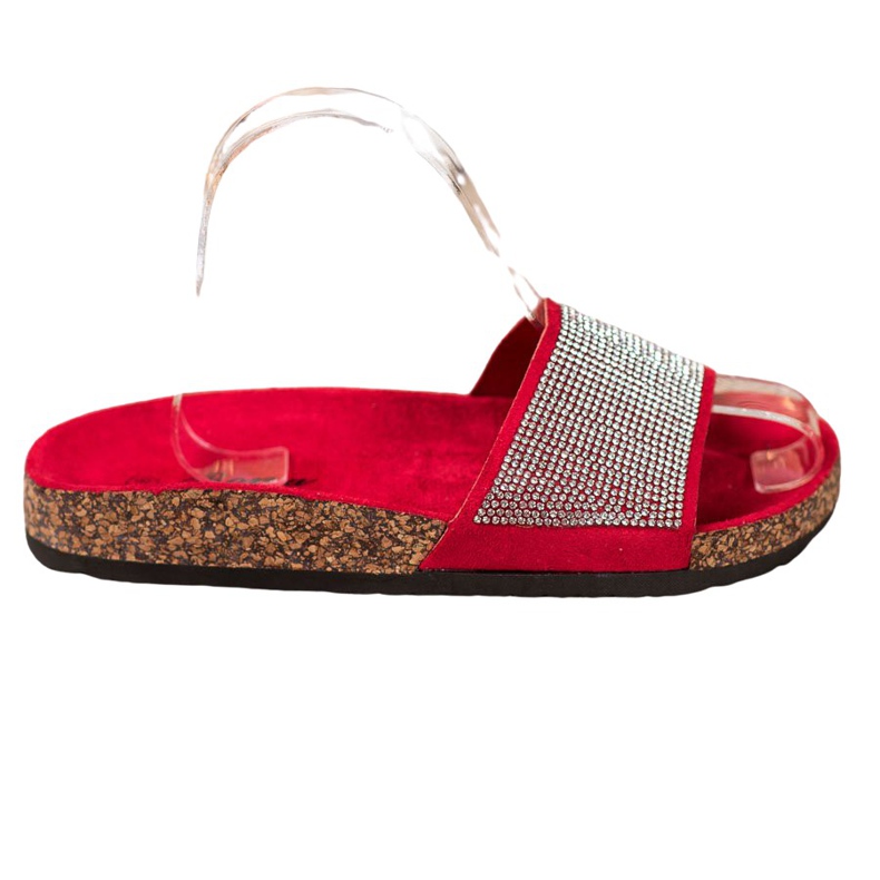 Bona Papuci Cu Zirconiu Cubic roșu Bona Papuci Cu Zirconiu Cubic roșu