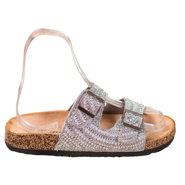 Bona Papuci eleganți cu cataramă gri Bona Papuci eleganți cu cataramă gri