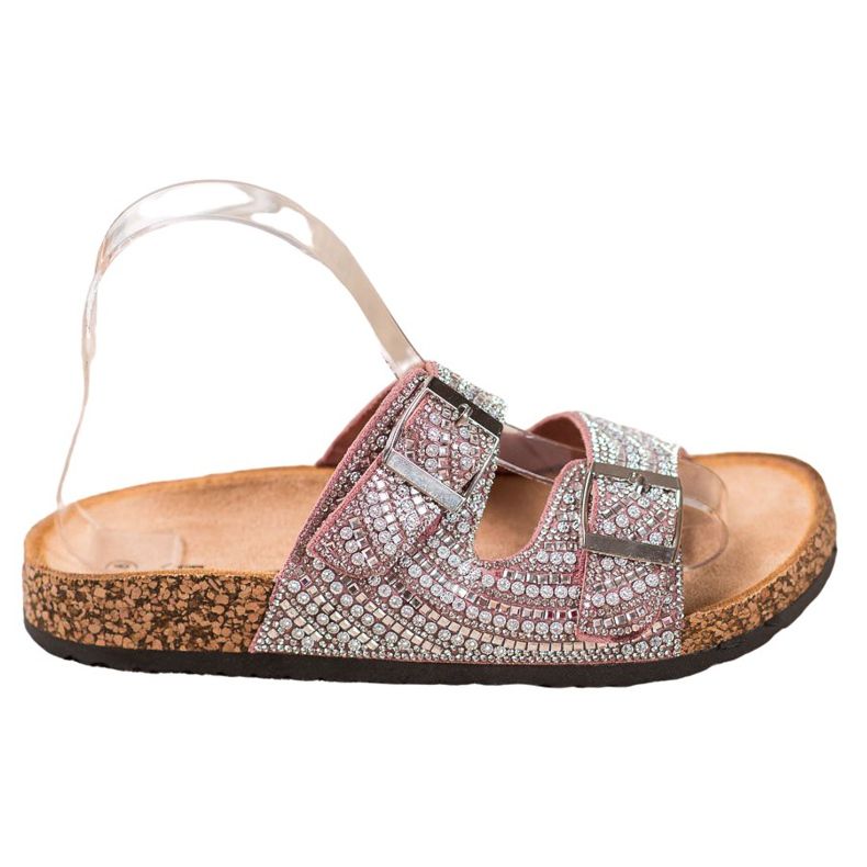 Bona Papuci eleganți cu cataramă roz Bona Papuci eleganți cu cataramă roz