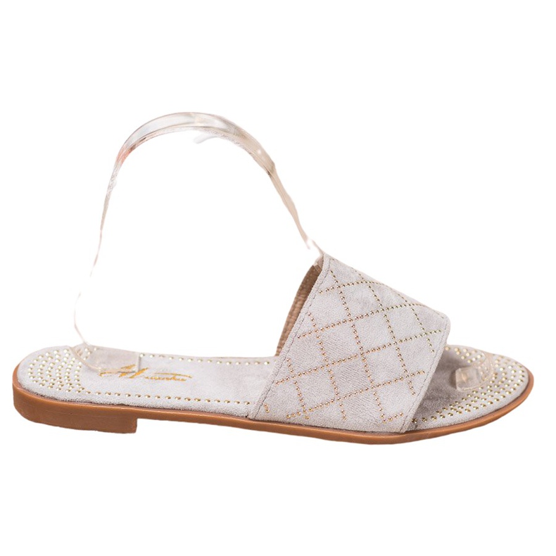 SHELOVET Papuci eleganti din piele intoarsa gri