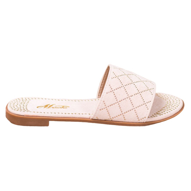 SHELOVET Papuci eleganti din piele intoarsa roz