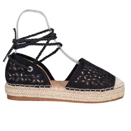 Bella Star Espadrile legate pe platformă negru Bella Star Espadrile legate pe platformă negru