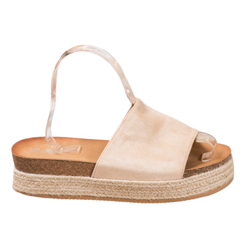 Renda Papuci din piele de căprioară pe platformă maro