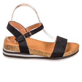 Renda Sandale casual din piele de căprioară negru Renda Sandale casual din piele de căprioară negru