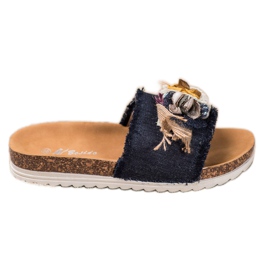 SHELOVET Papuci la modă negru multicolor SHELOVET Papuci la modă negru multicolor