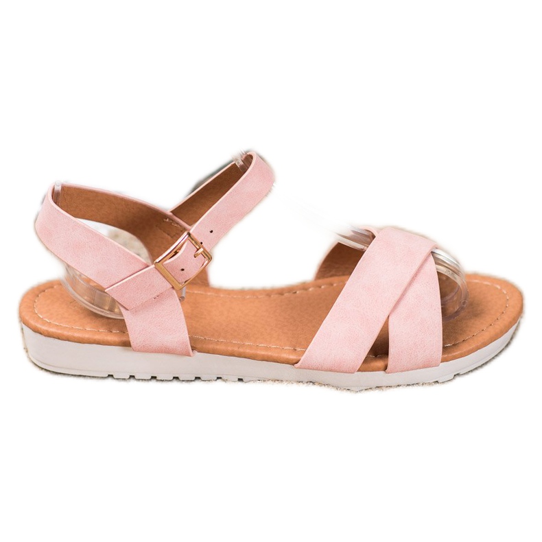 SHELOVET Sandale textile confortabile roz