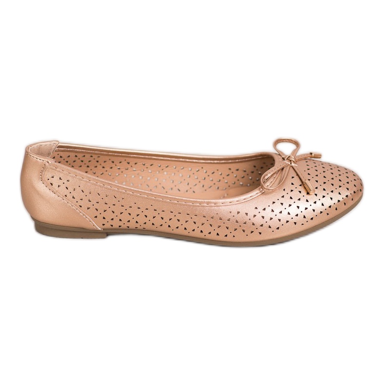 SHELOVET Balerină ajurată cu piele ecologică de aur