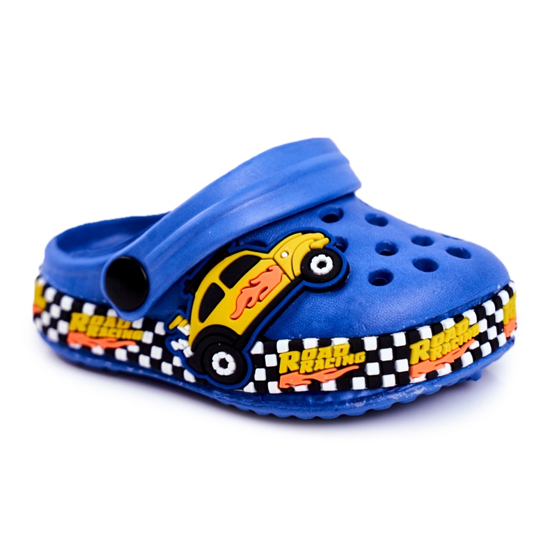 Giolan Papuci pentru copii Foam Crocs Blue Road Racing albastru galben