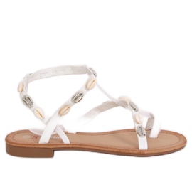 Flip-flops albi cu cochilii JH121 White Flip-flops albi cu cochilii JH121 White