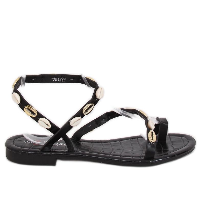 Flip-flops negri cu cochilii JH129P Negru Flip-flops negri cu cochilii JH129P Negru