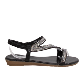 KM-33 Sandale negre asimetrice negre negru KM-33 Sandale negre asimetrice negre negru