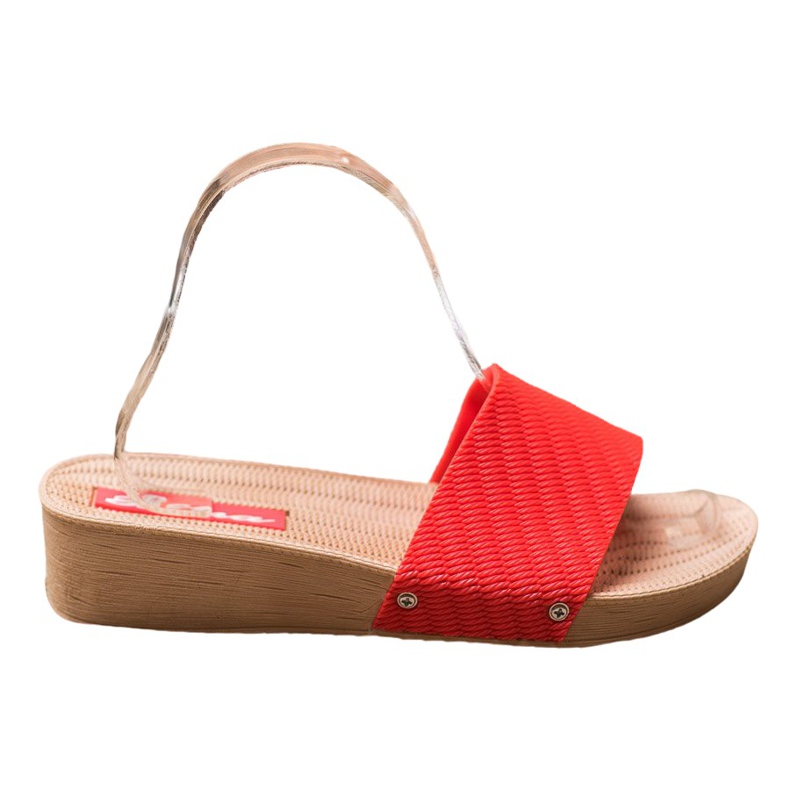 Bona Papuci eleganți pe platformă roșu