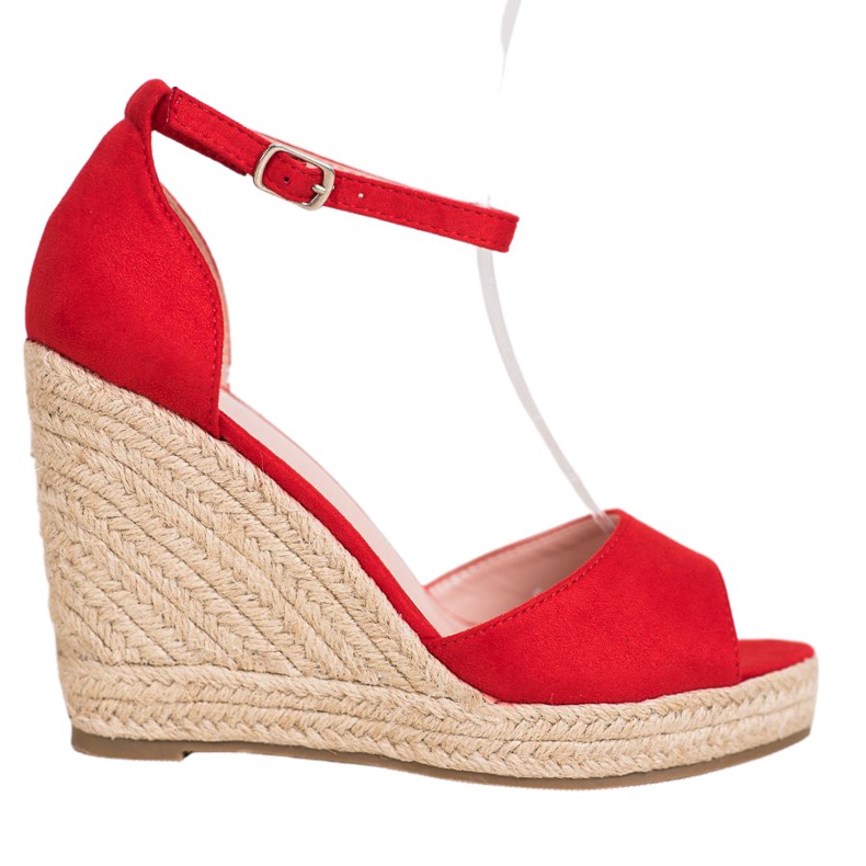SHELOVET Espadrile roșii pe pană roșu