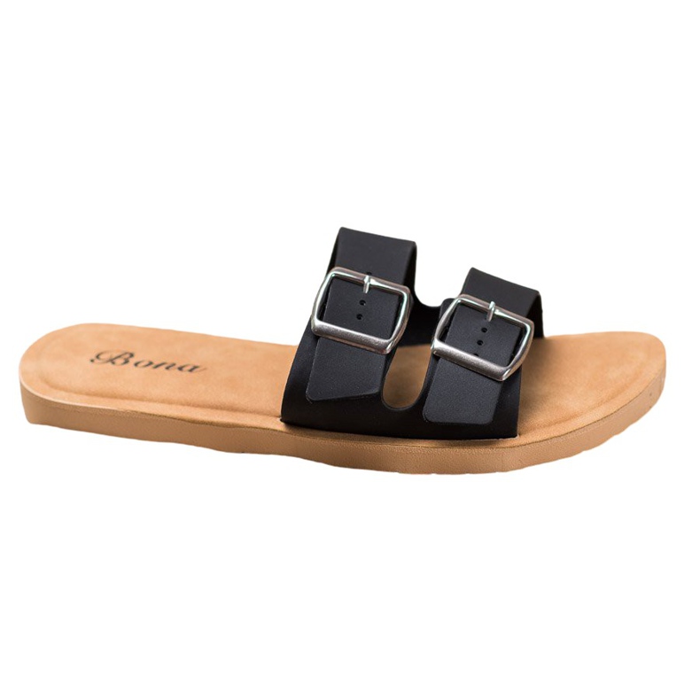 Bona Papuci clasici cu cataramă negru Bona Papuci clasici cu cataramă negru