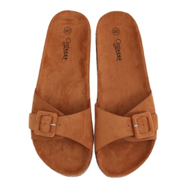 Papuci maro G-5026 Camel pe talpa de plută